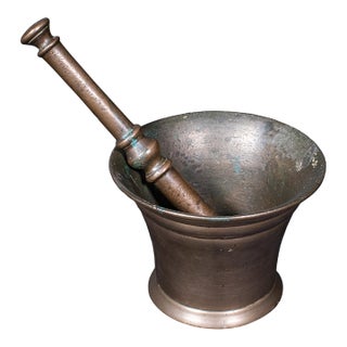 Antique Chemist's Counter Mortar & Pestle, English, Bronze, Apothecary, Georgian For Sale