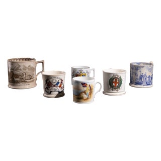 English Political Caricature Cups, Set of 6 For Sale