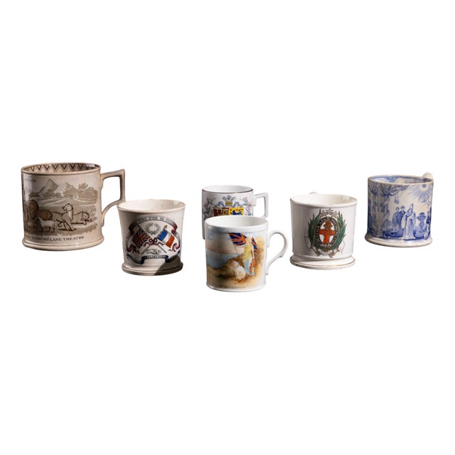 English Political Caricature Cups, Set of 6 For Sale