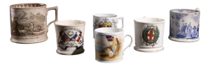 English Political Caricature Cups, Set of 6