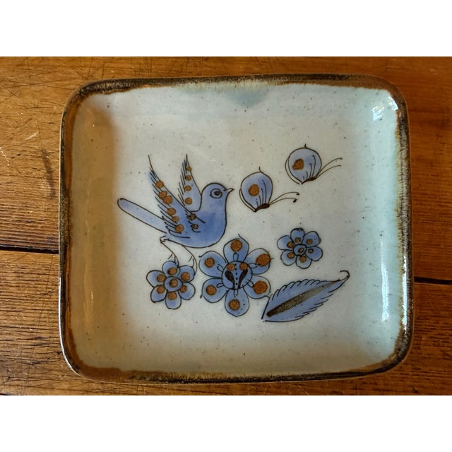 Vintage Ken Edward's Un Vide Poche, Trinket Tray, from the El Palomar Studio in Mexico. Charming bird, butterfly & flower...