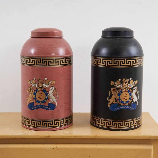 Metal Vintage Decorated Metal Containers from Zanolini, Set of 2 For Sale - Image 7 of 7