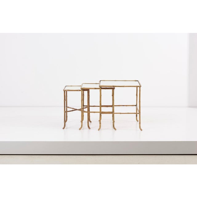 Nesting Tables with Mirrors by Maison Baguès, France, Set of 3 For Sale - Image 15 of 18
