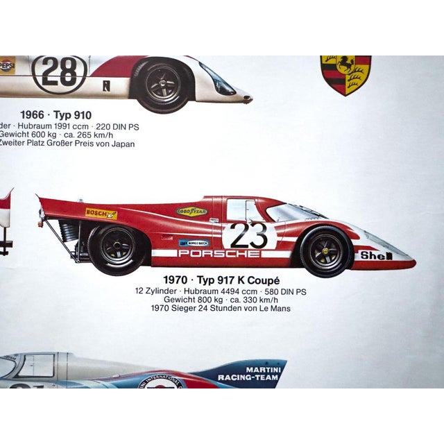 Porsche Racing Cars Original Porsche Poster by Ken Rush, 1974 For Sale - Image 4 of 11