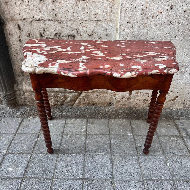 Brown Louis XV Console in Marble and Walnut, France, 18th Century For Sale - Image 8 of 18