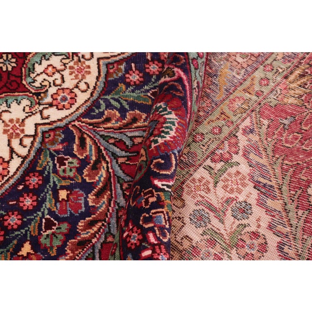 Textile Shabby Chic Persian Tabriz Red/Purple Wool Rug - 9'2'' X 12'7'' For Sale - Image 7 of 10