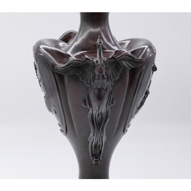 Antique Japanese Meiji Bronze Amphora For Sale - Image 4 of 6