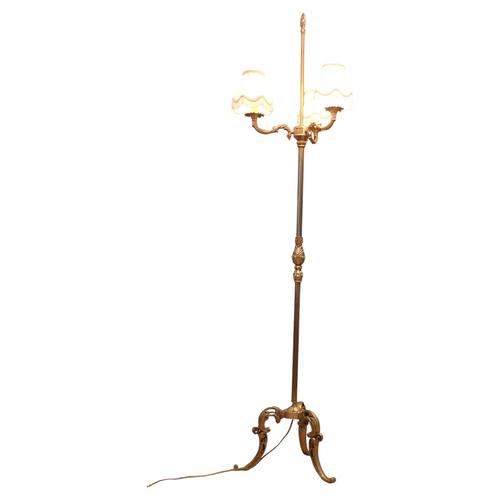 Metal Rococo Brass Candelabra Floor Lamp, 1960 For Sale - Image 7 of 7