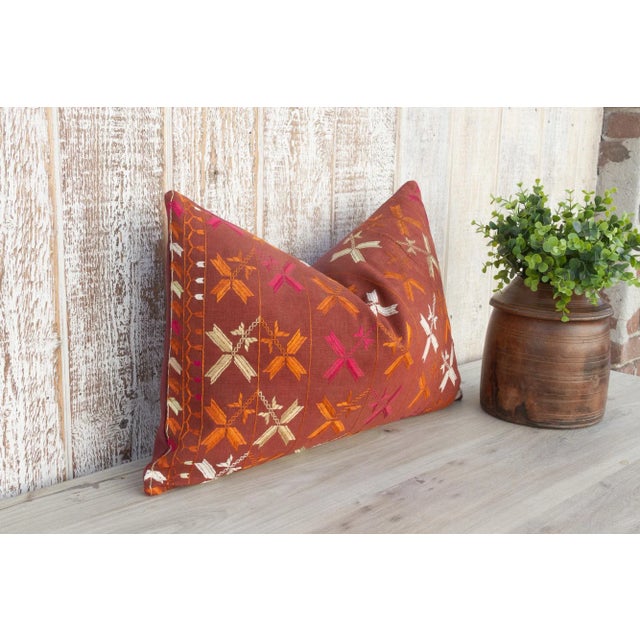 Indian Hanya Antique Indian Folk Lumbar Pillow For Sale - Image 3 of 9