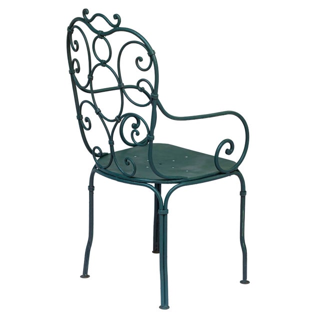 Antique Garden Table & Chairs, Set of 5 in Dark Green Patio For Sale - Image 14 of 15