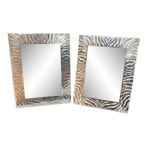 Pair of Zebra‑Pattern Silverplate Frames, 5.5” X 8” With Velvet Backing. Great for Palm Beach Regency & Grandmillennial Decor - See Pics
