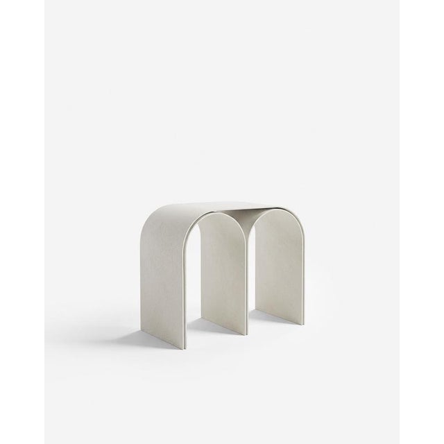 Contemporary White Arch Stool in Steel and Plaster by Pietro Franceschini For Sale - Image 3 of 6