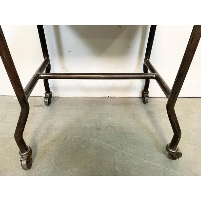 Wood Industrial Side Table on Wheels, 1960s For Sale - Image 7 of 11