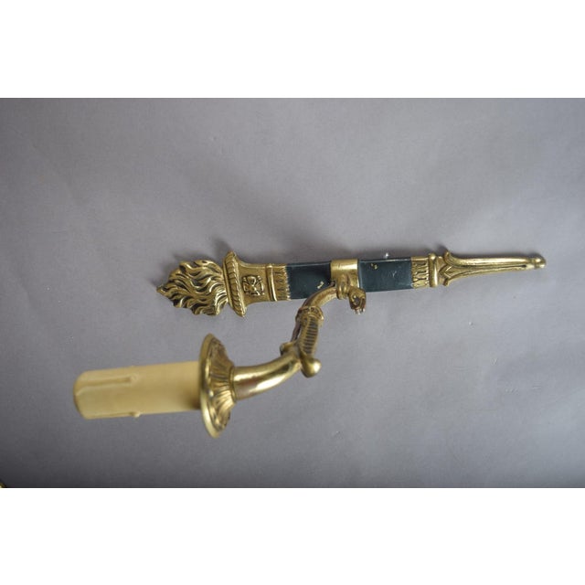 Vintage French Empire Style Torch Wall Sconces in Gilt Bronze, 1950s, Set of 4 For Sale - Image 10 of 18