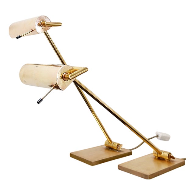Vintage Brass Articulating Desk Lamps by Stéphane Davidts, Belgium, Set of 2 For Sale