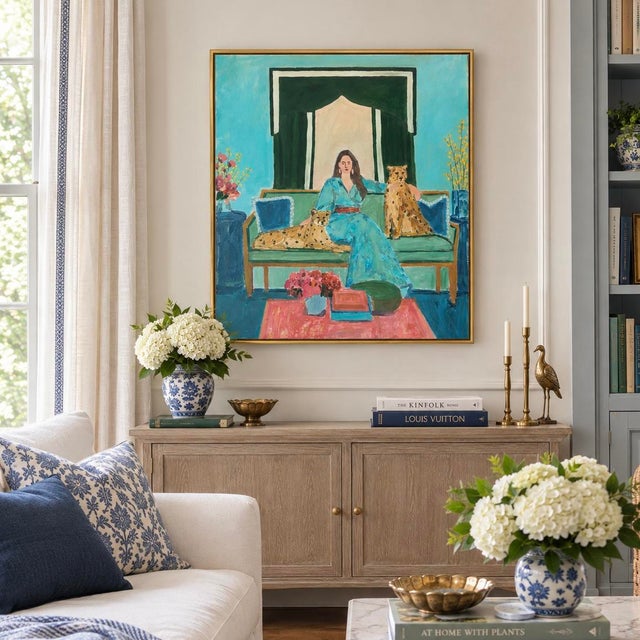 Expressionism “Cheetahs and Forsythia” and Original Painting by Michelle Heimann. For Sale - Image 3 of 4