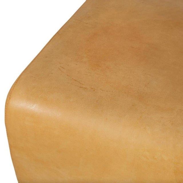 Modern Cognac Leather Ottoman from Machalke For Sale - Image 3 of 9