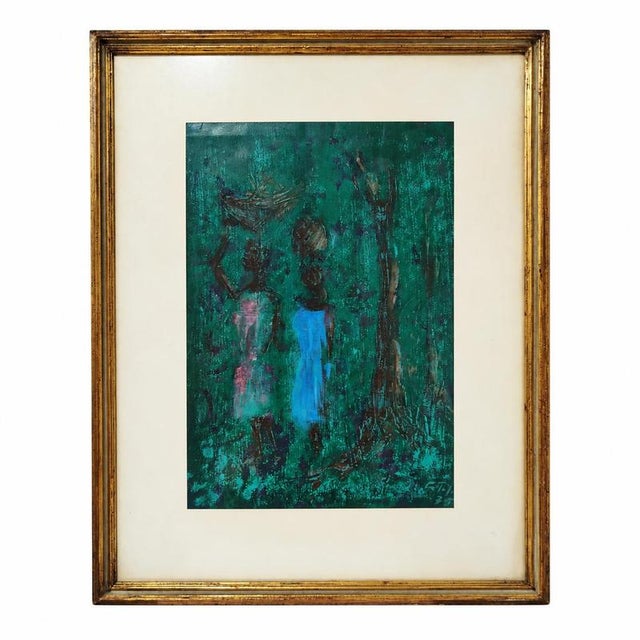 f.p., Women in a Tropical Landscape, 1970s, Wood & Canvas For Sale - Image 9 of 9