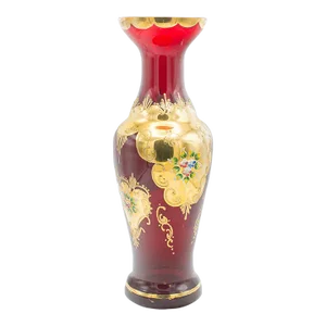 1970s Vintage Venetian Show Vase, Italian Art Glass, Gilt, Decorative Flower Urn