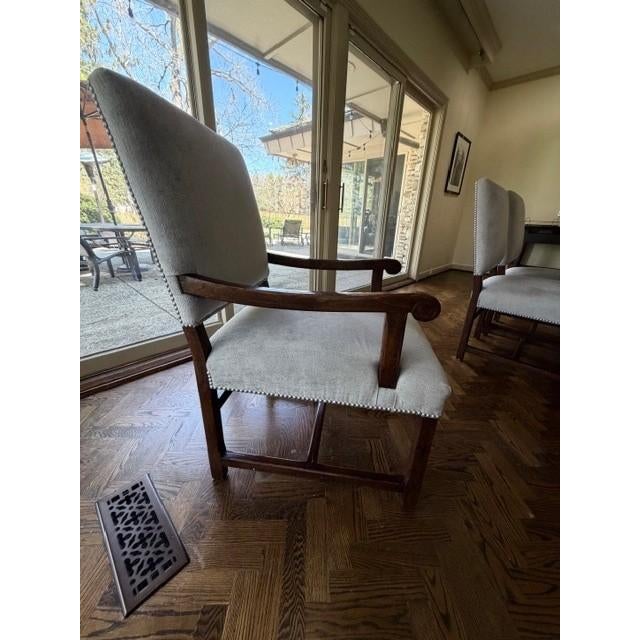 Beautiful Traditional Oak Parquet Dining Room Table and Chairs With 2 Exenstions For Sale - Image 12 of 17