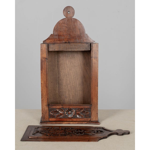Wood 19th Century French Fariniere Box, Hand-Carved Walnut, Circa 1850 For Sale - Image 7 of 10