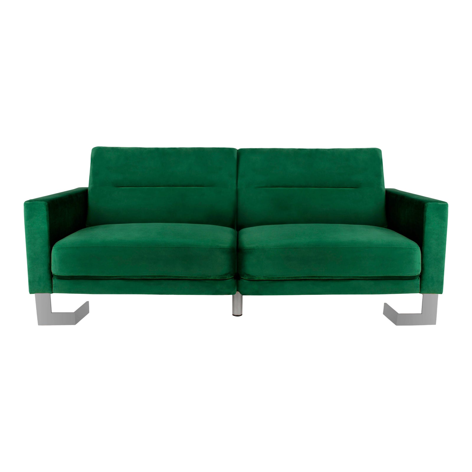 Modern Foldable Futon Bed in Emerald & Steel Chairish