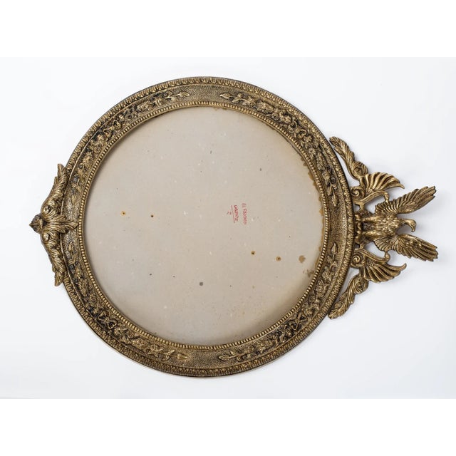 French Large 1940s Brass Round Eagle Wall Picture Frame For Sale - Image 3 of 10