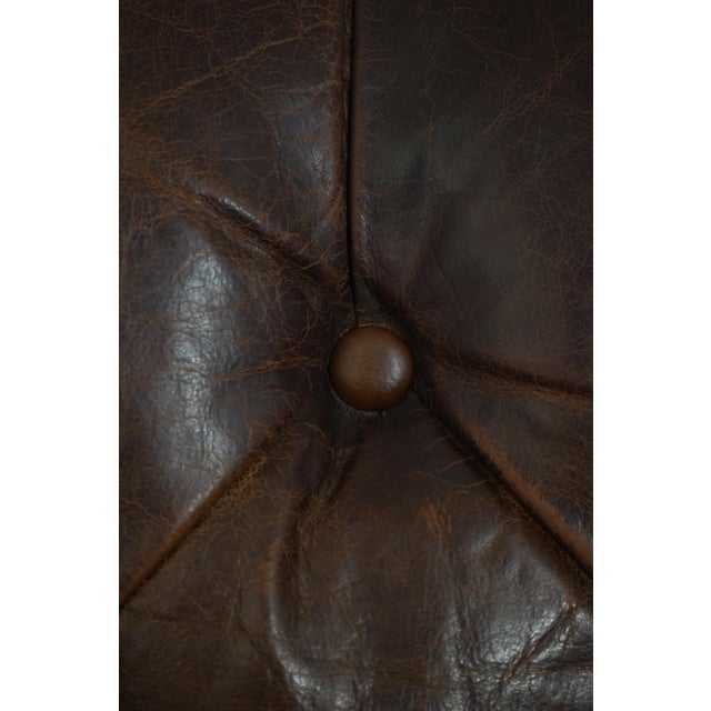 Pair Restoration Hardware Tufted Leather Chesterfield Chairs For Sale In Philadelphia - Image 6 of 18