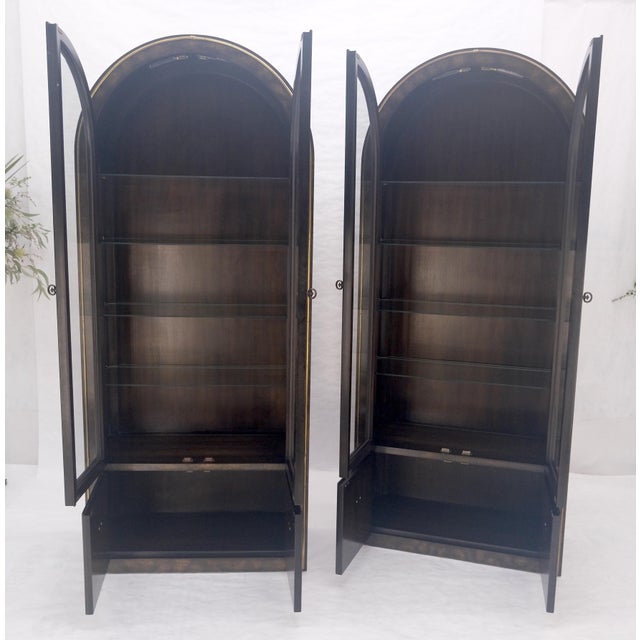 Pair of Burl Wood Dark Olive Green Dome Shape Vitrine Cabinets Mastercraft MINT For Sale - Image 12 of 18