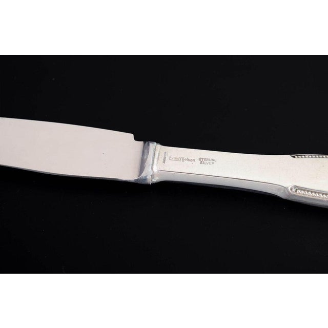 Lunch Knives in Sterling Silver and Stainless Steel by Evald Nielsen, 1930s, Set of 3 For Sale - Image 4 of 6