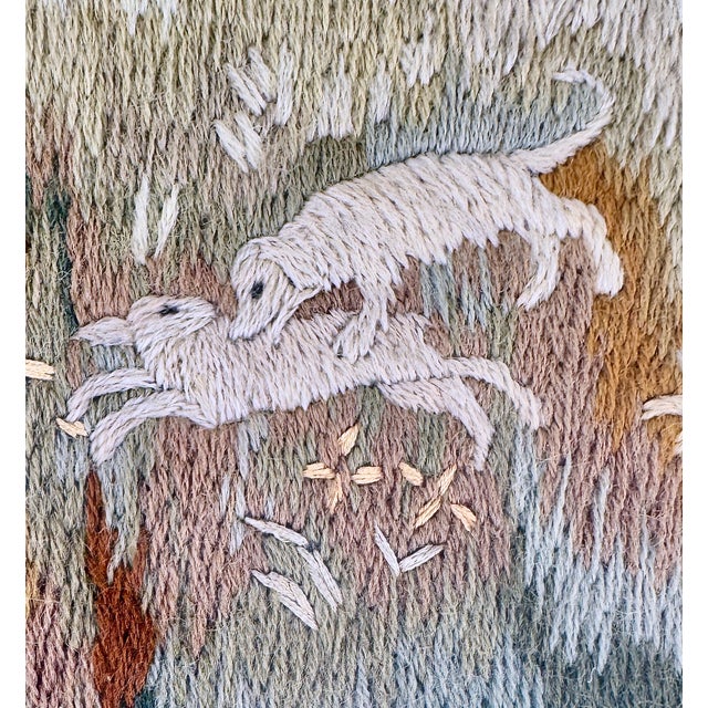 Antique English Pastoral Woolwork Embroidery With Stag, Hounds and Rabbit, 19th Century For Sale - Image 10 of 18