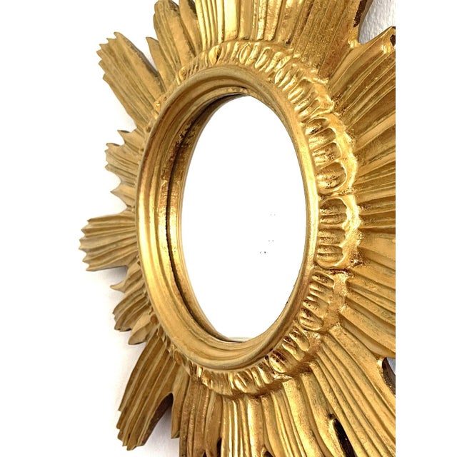 1980s Sunburst Mirror in Gilded Wood, 1980s For Sale - Image 5 of 7