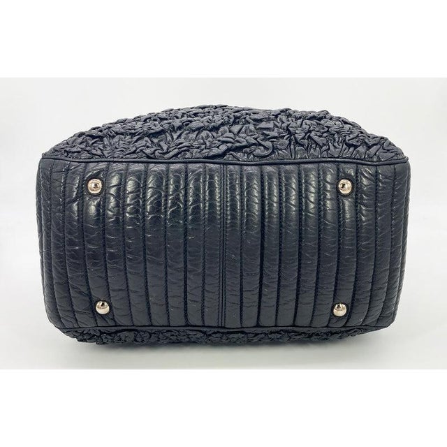 Chanel Astrakhan Black Leather Ruched Shopping Tote For Sale In Philadelphia - Image 6 of 7