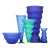 High '80s Frosted Blue & Green Ripply Glass Vase Curation - Group of 5 For Sale