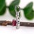 2020s 6mm, 1ct Rubellite Tourmaline Pendant W Natural Diamond Halo in Solid 14k Gold For Sale - Image 5 of 8