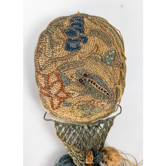19th Century Chinese Silk Embroidered Forbidden Stitch Robe or Hair Embellishment For Sale - Image 11 of 13