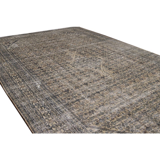 1920s Vintage Beige Malayer Floral Handmade Wool Rug For Sale - Image 5 of 11