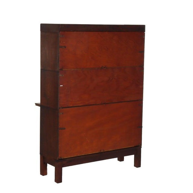 Wood Arts & Crafts Lundstrom Quarter Sawn Oak Stack Barrister Bookcase C1910 For Sale - Image 7 of 15