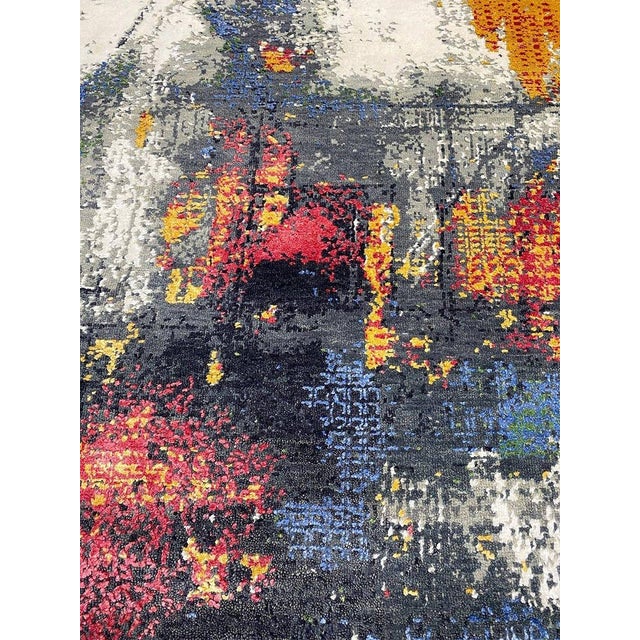 Gray 1990s Handwoven Modern Abstract Area Rug 5x7 For Sale - Image 8 of 10