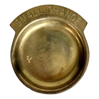 Vintage Brass “Small Change” Catchall Trinket Dish For Sale