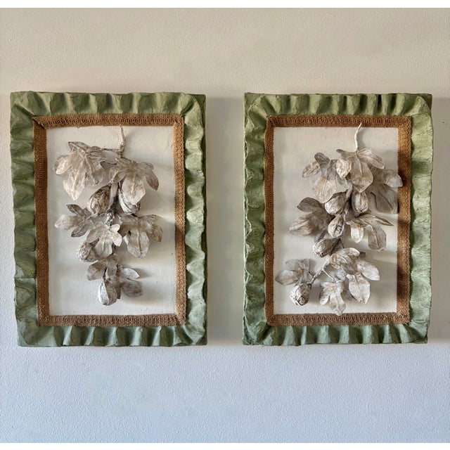 Paper Paper Mache Framed Fig Branch Wall Hanging For Sale - Image 7 of 10