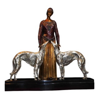 after Demetre Chiparus, Art Deco Sculpture, Bronze and Marble For Sale