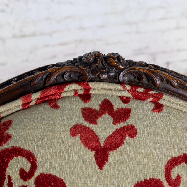 Late 19th to Early 20th Century French Louis XV Style Wingback Chair Walnut Cowtan and Tout Fabric For Sale - Image 13 of 18