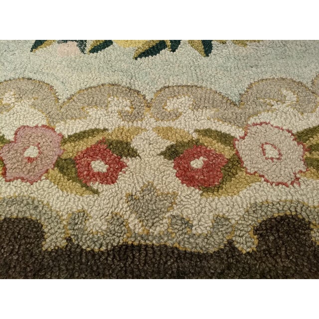 Vintage American Hand Hooked Rug, Wool & Cotton, Floral Pattern, Folk Art, 4x6 For Sale - Image 11 of 15