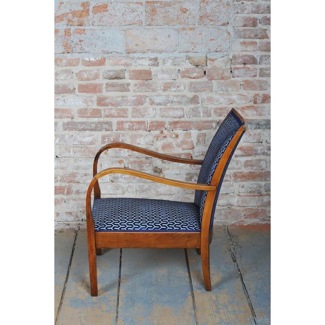 Art Deco Armchairs in Walnut, Czech, 1920s, Set of 3 For Sale - Image 6 of 14