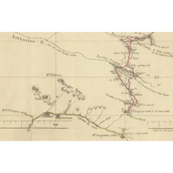 The map represents the route taken during F.T. Gregory's 1861 North West Australian Expedition. This exploration was a...