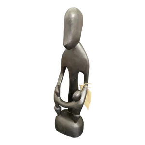 African Wood Carving Family Circle Sculpture From Ghana