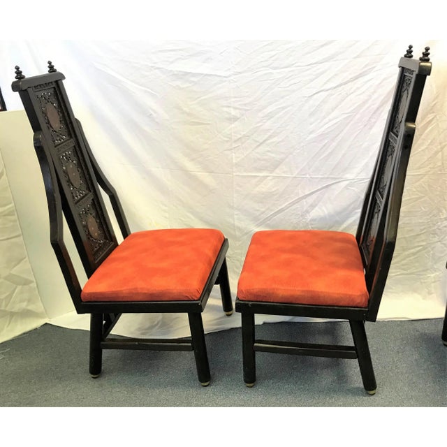 Vintage Carved and Pierced Fantasy Chairs Made in India- Set of 4 For Sale - Image 10 of 13