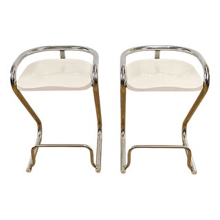 Vintage Bar Stools attributed to Börge Lindau and Bo Lindekrantz, Sweden, 1970s, Set of 2 For Sale