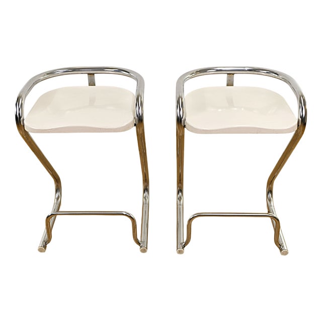 Vintage Bar Stools attributed to Börge Lindau and Bo Lindekrantz, Sweden, 1970s, Set of 2 For Sale